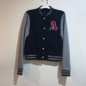 Letterman Bomber Jacket With Embroidered “A”